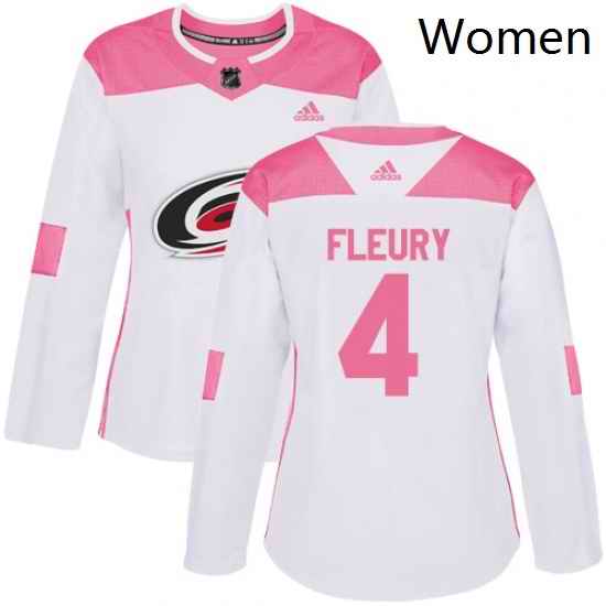 Womens Adidas Carolina Hurricanes 4 Haydn Fleury Authentic WhitePink Fashion NHL Jersey